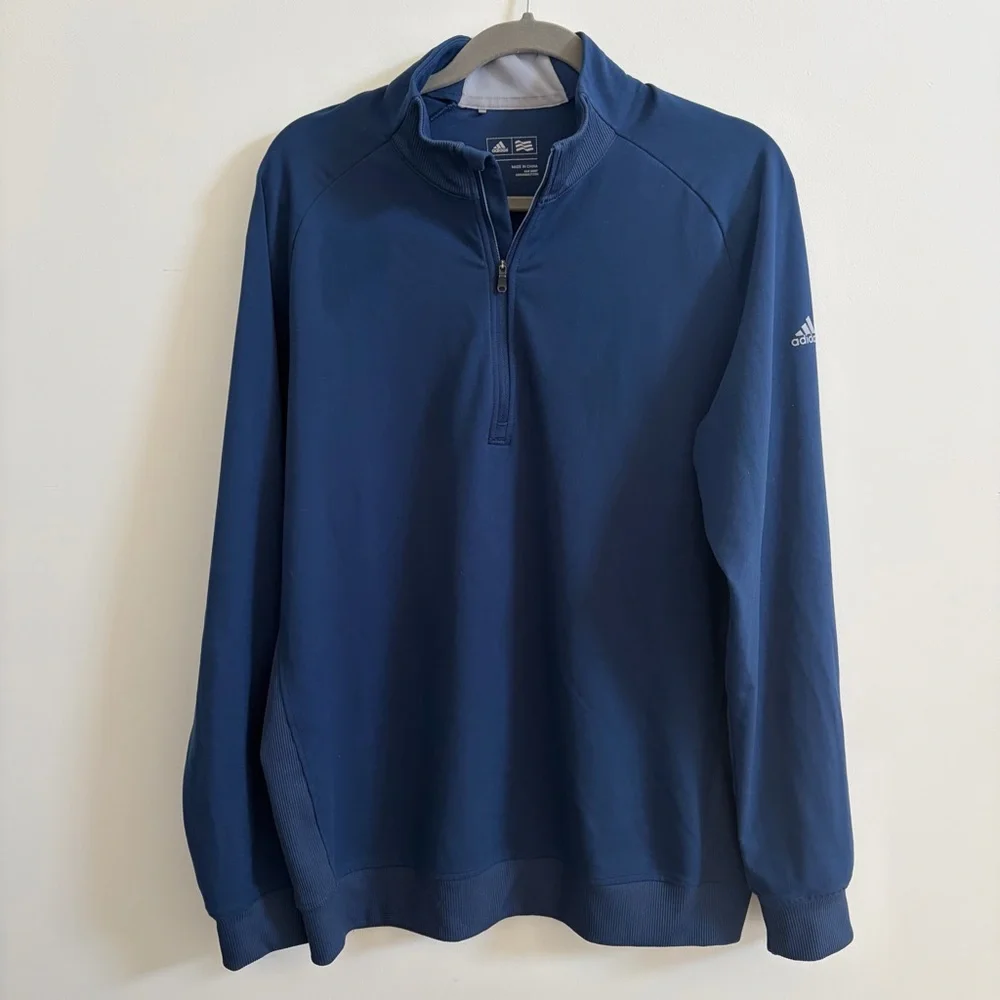 ADIDAS Blue Quarter 1/4 Zip Pullover Top Mens Size MEDIUM EUC
